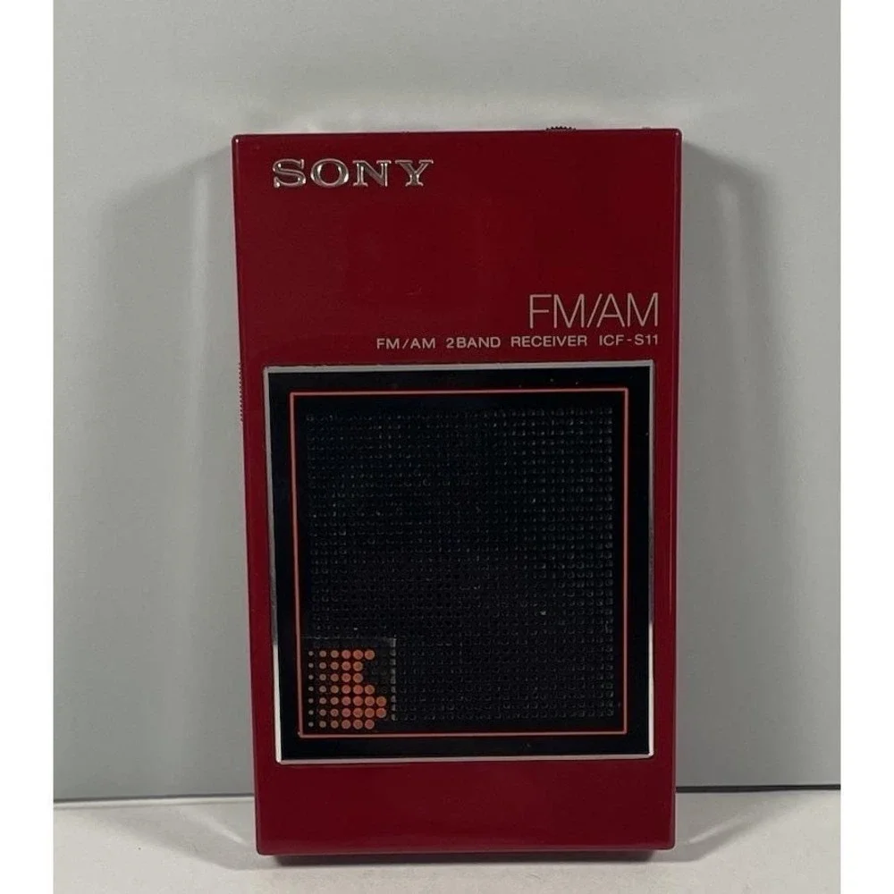 Vintage Sony ICF-S11 ICF-S11W AM/FM Red Pocket Radio JAPAN CIB Box Papers Case